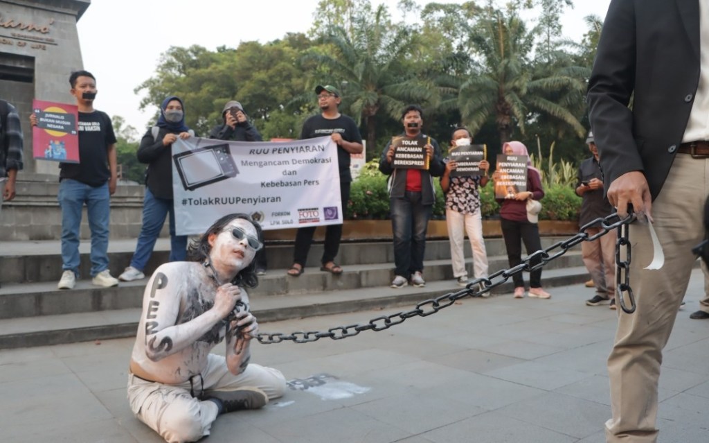 Gabungan Organisasi Penyiaran di Solo Raya Gelar Aksi Tolak RUU&nbsp;Penyiaran